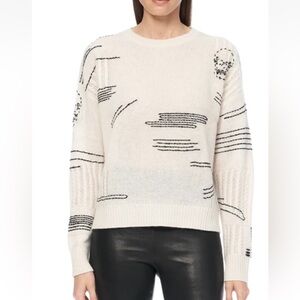 Skull Cashmere Stylish Cream Sweater with Black Accents